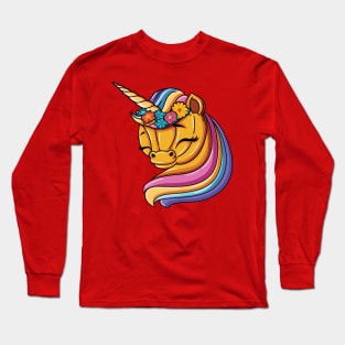 Unicorn Pumpkin Halloween for Girls Boys and Kid Long Sleeve T-Shirt